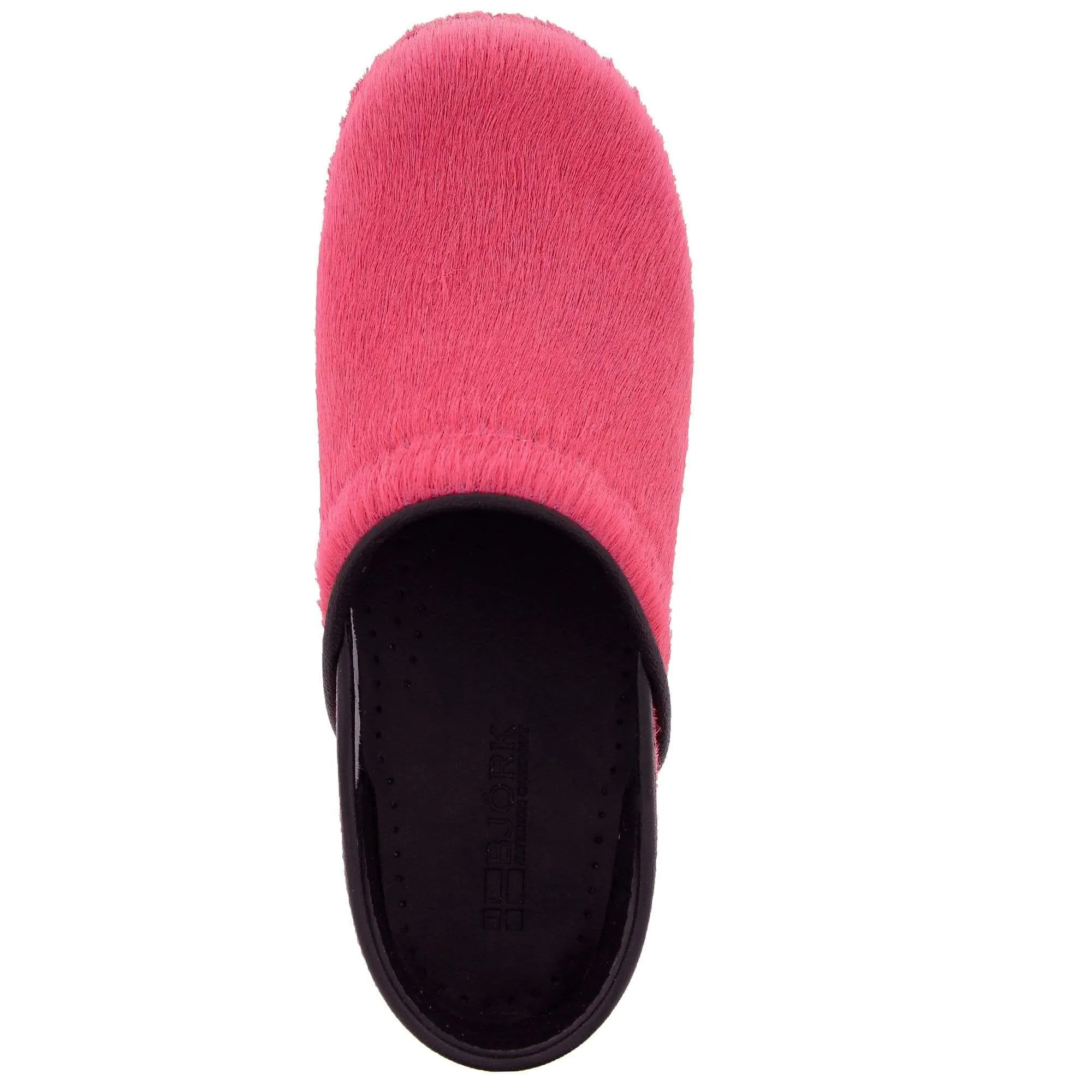 BJORK PROFESSIONAL Fuchsia Fur Leather Clogs - CLOSEOUT