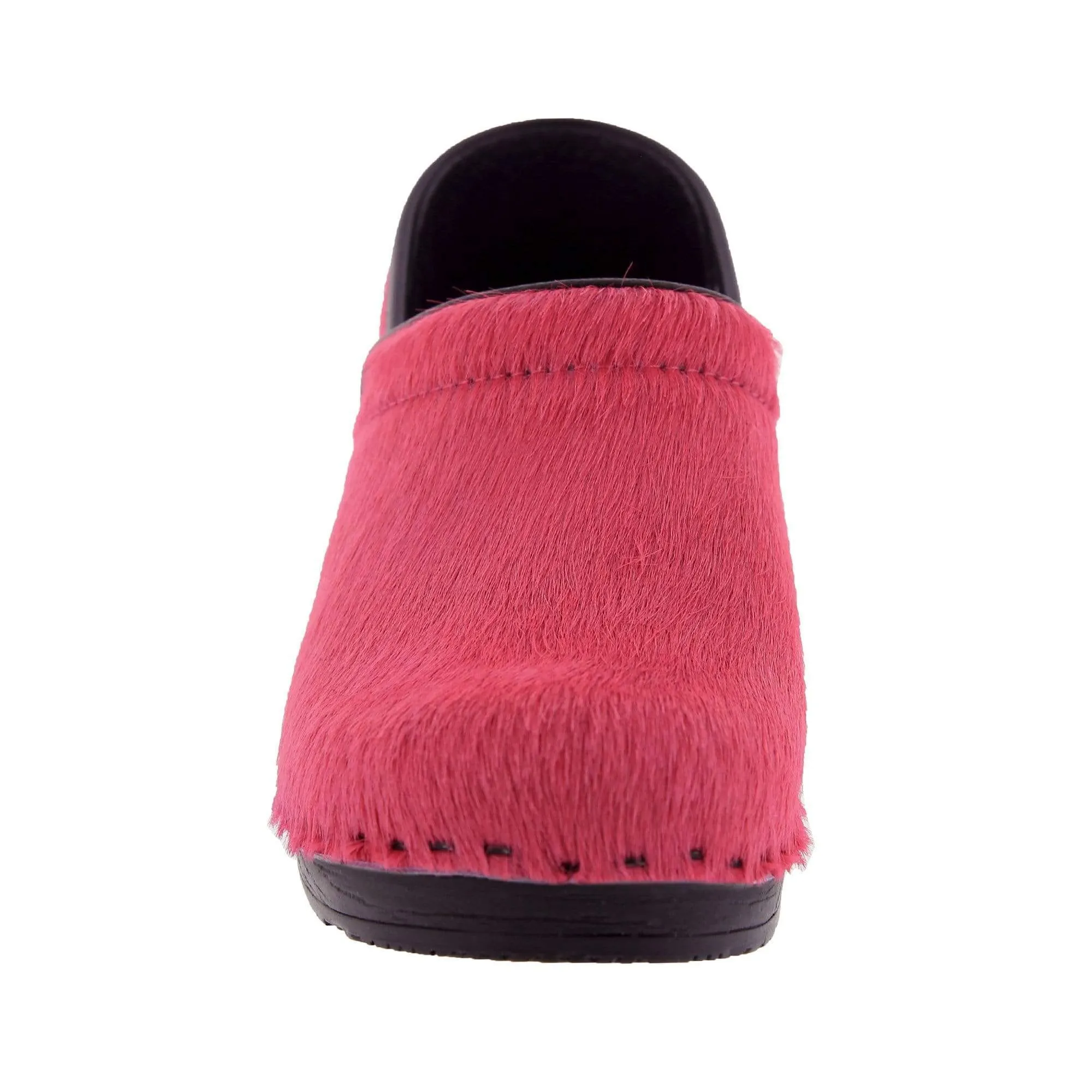 BJORK PROFESSIONAL Fuchsia Fur Leather Clogs - CLOSEOUT