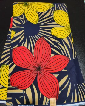 Black and Yellow Ankara Print Fabric