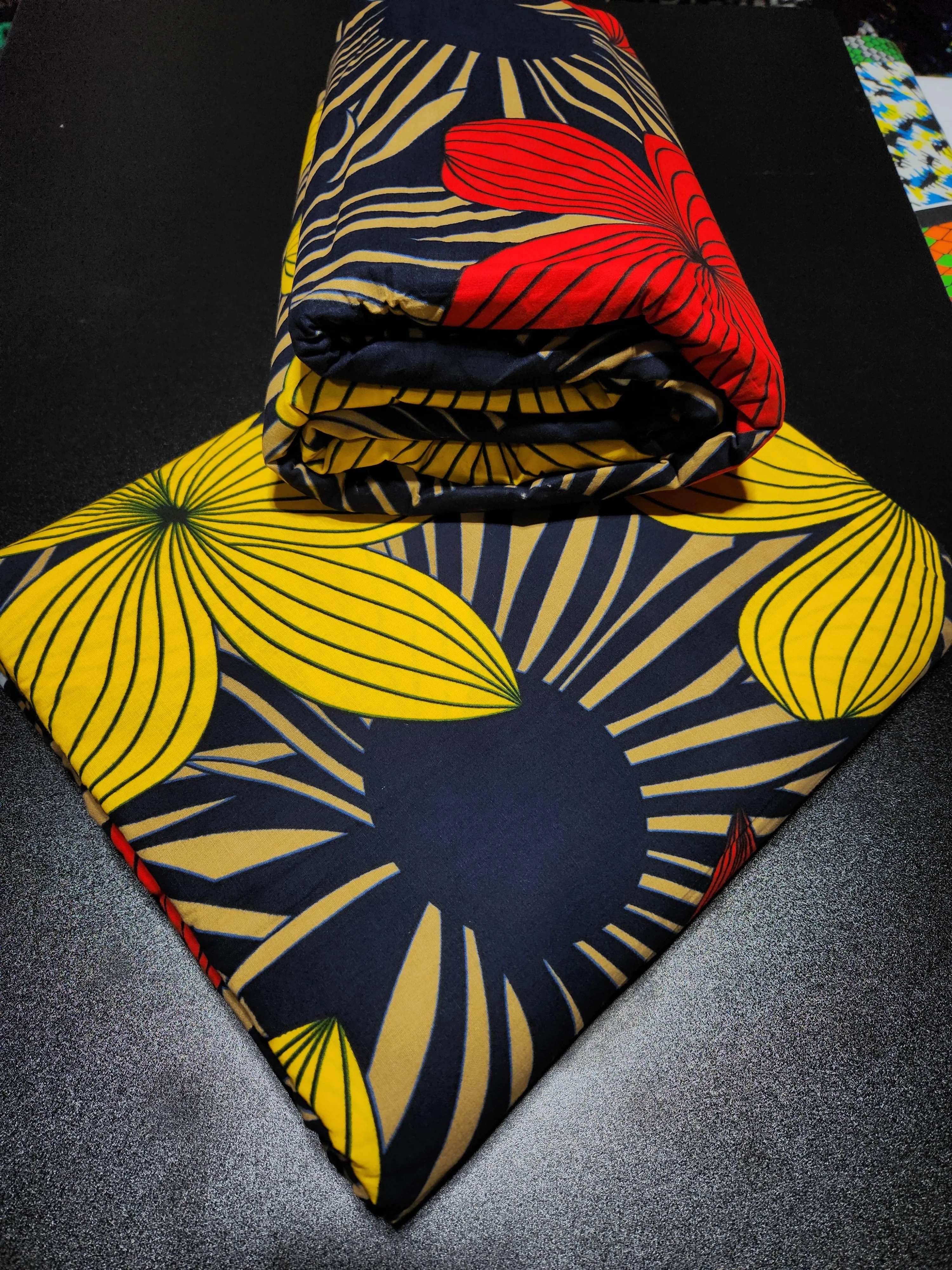 Black and Yellow Ankara Print Fabric