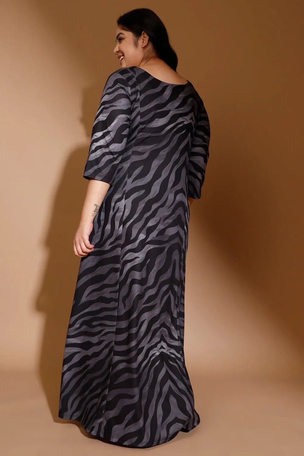 Black Nightiger Printed Maxi Dress