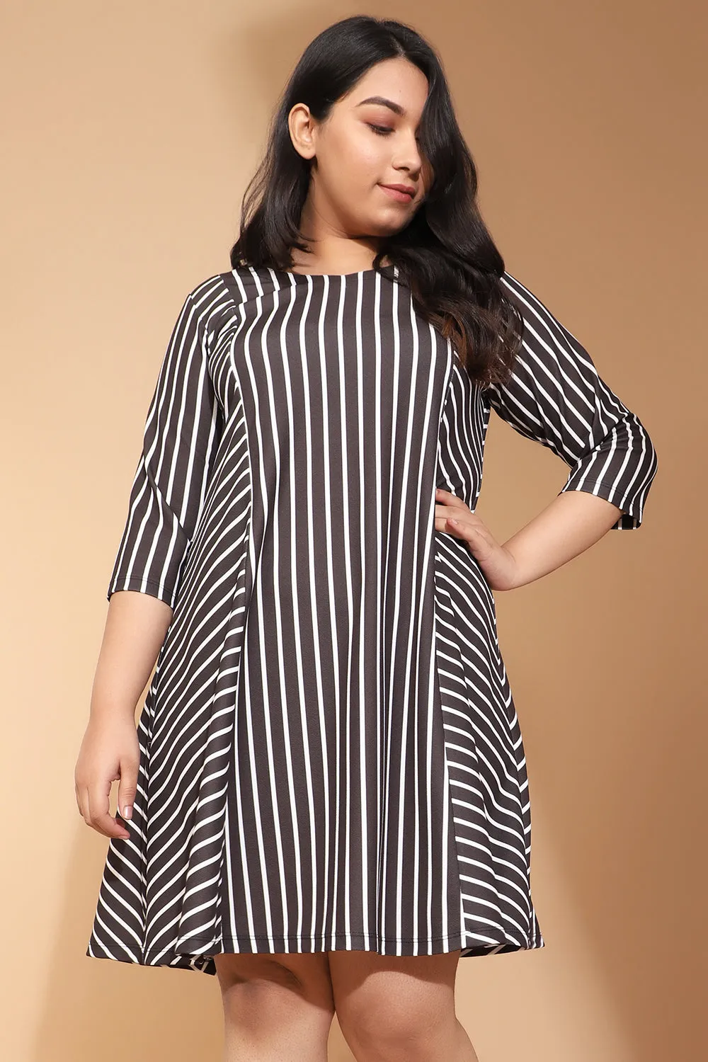 Black Striped Printed Dress