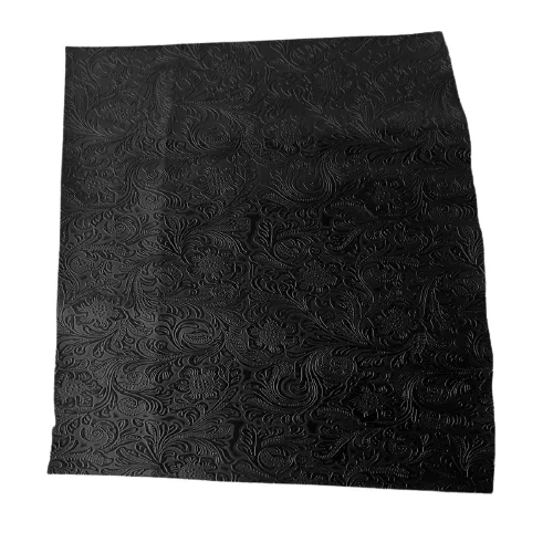 Black Western Floral PU Faux Leather Vinyl Fabric