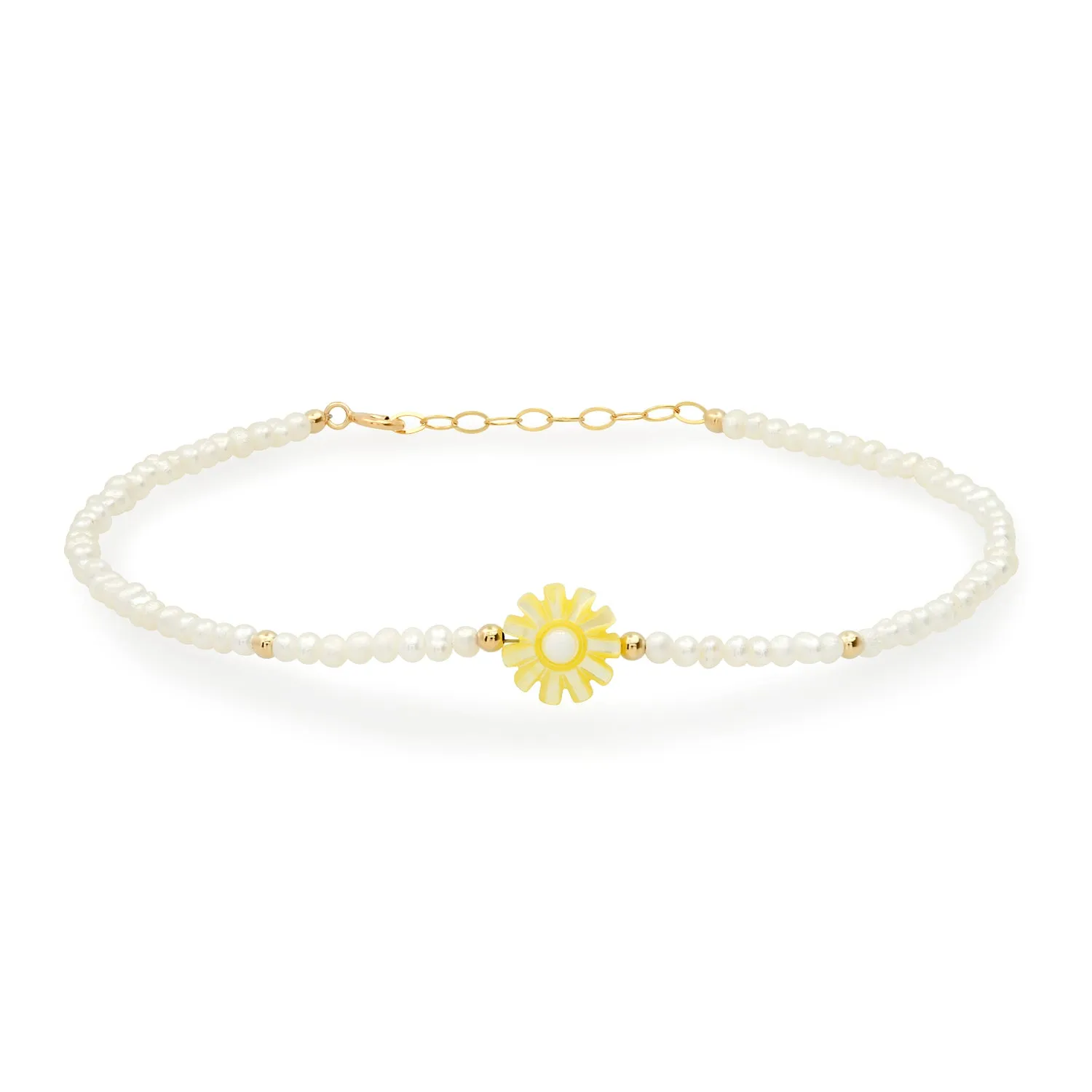 Blooming Daisy & Pearl Anklet