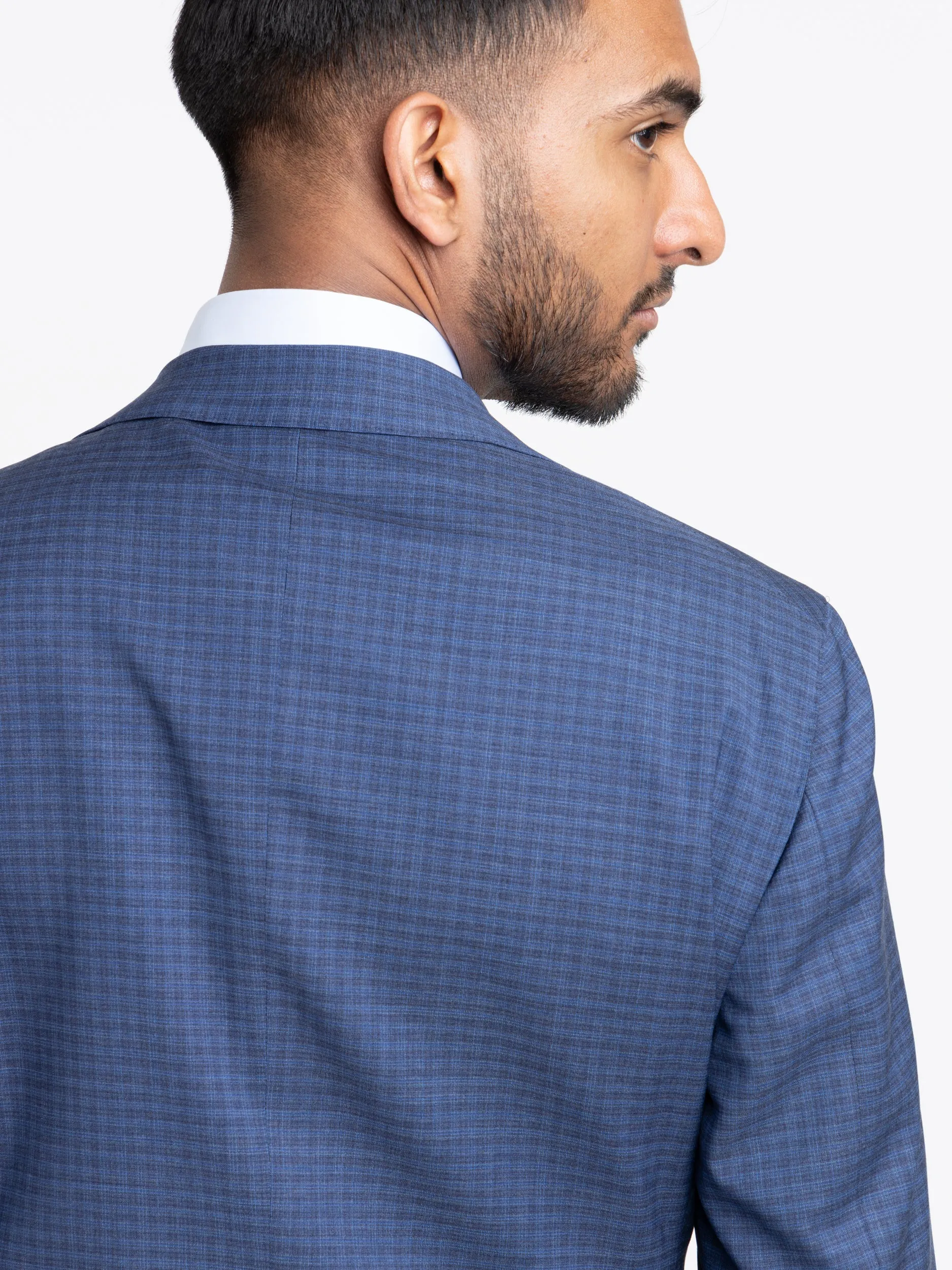 Blue Check Wool Suit