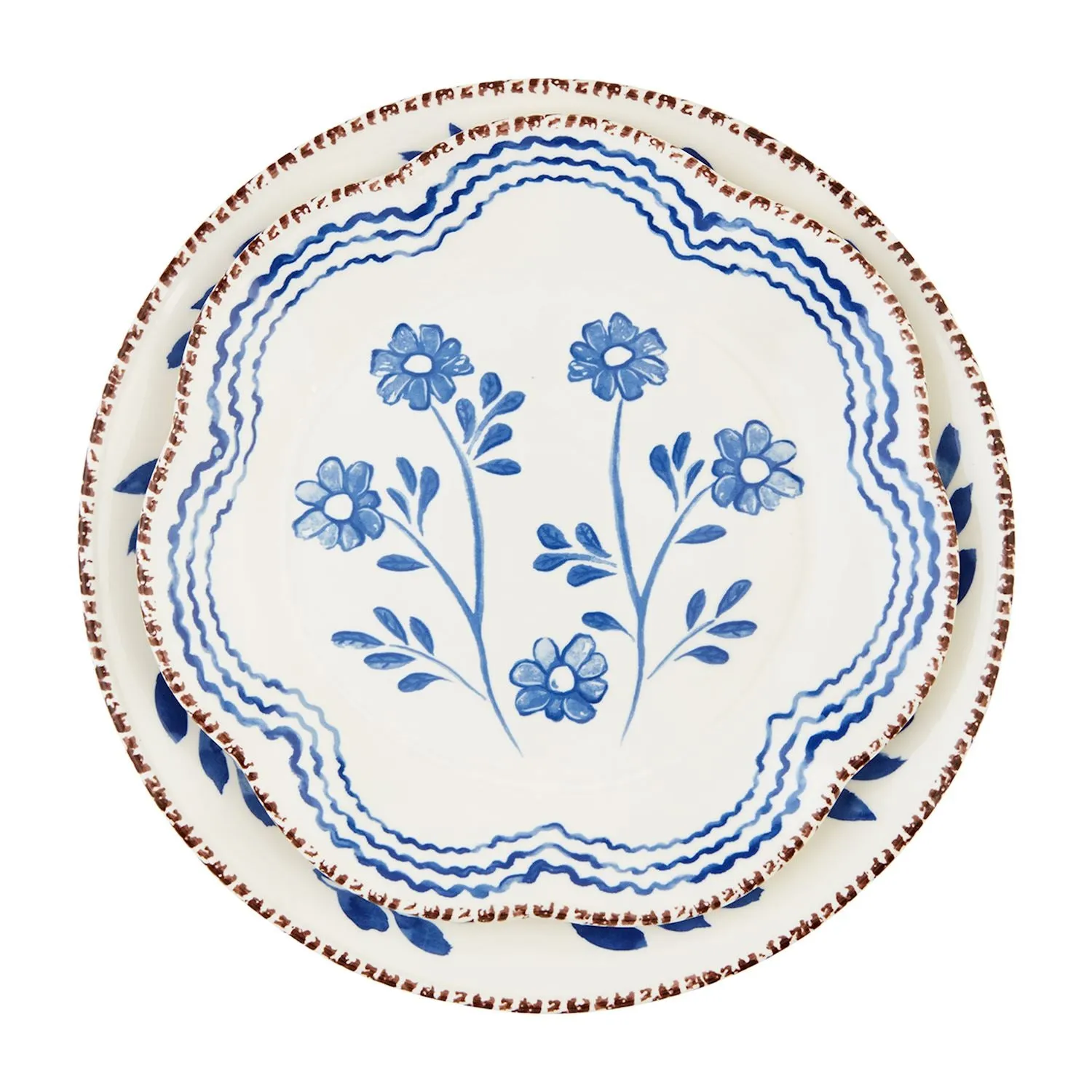 Blue Floral Platter Set of 2