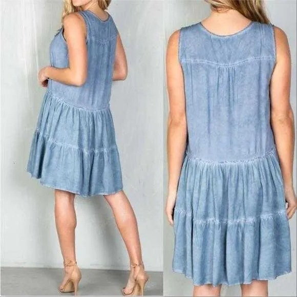 Boho Blue Shift Dress