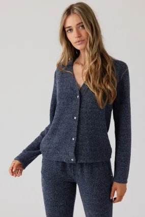 Brushed Boucle Cardigan - Indigo