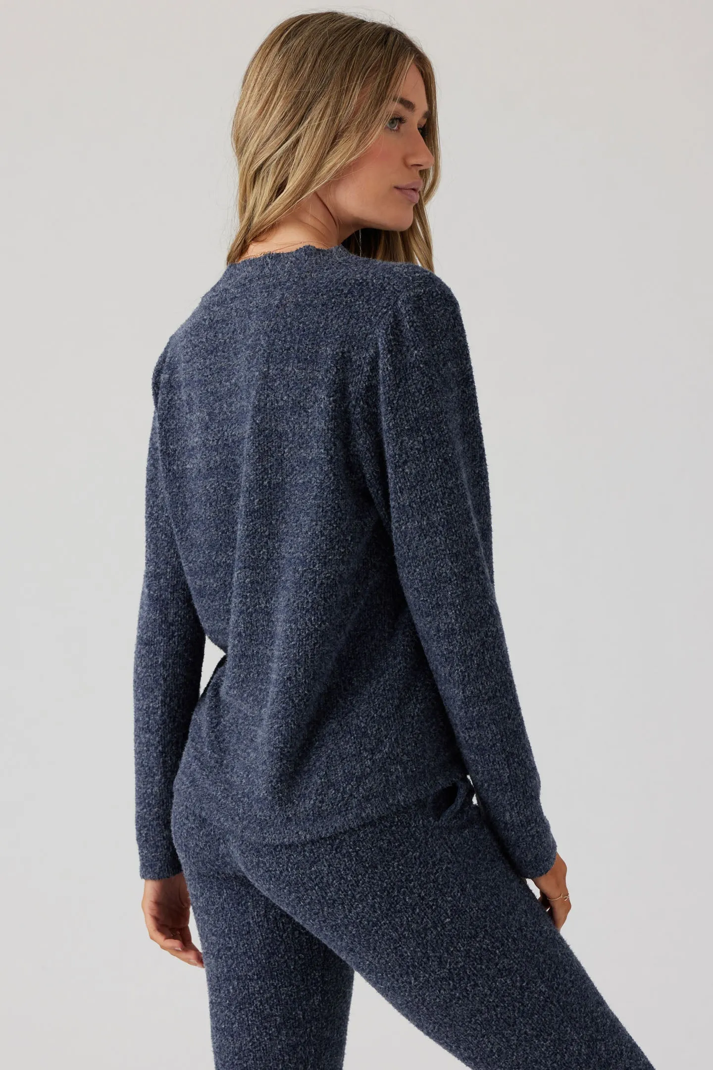 Brushed Boucle Cardigan - Indigo