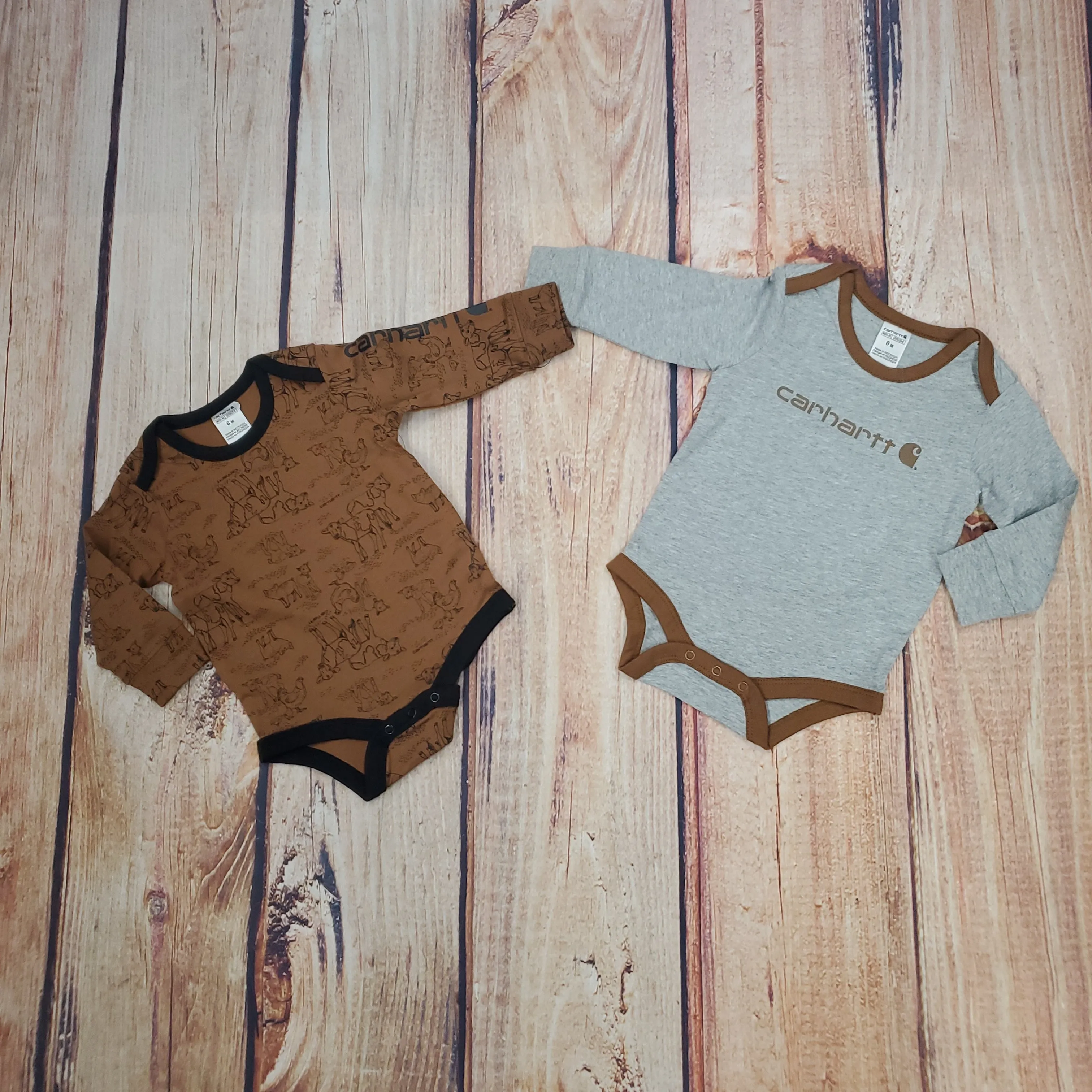 CARHARTT 2 PACK FARM ONESIE SET BROWN