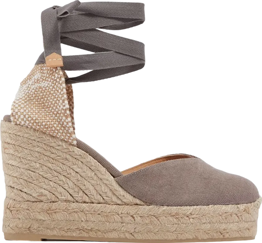 Castaner Beige Taupe Chiara Canvas Wedge Espadrilles UK 4 EU 37 👠