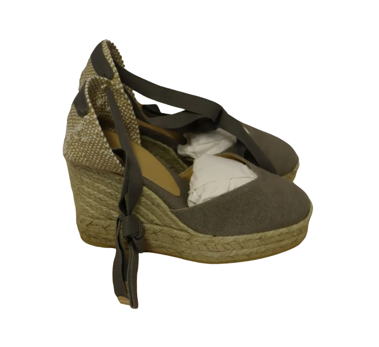 Castaner Beige Taupe Chiara Canvas Wedge Espadrilles UK 4 EU 37 👠