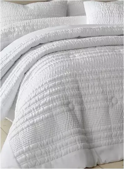 Catherine Lansfield Lennon Stripe White Bedspread