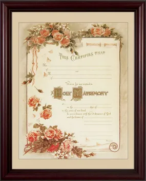 Certificate of Matrimony Cherry Wood Framed