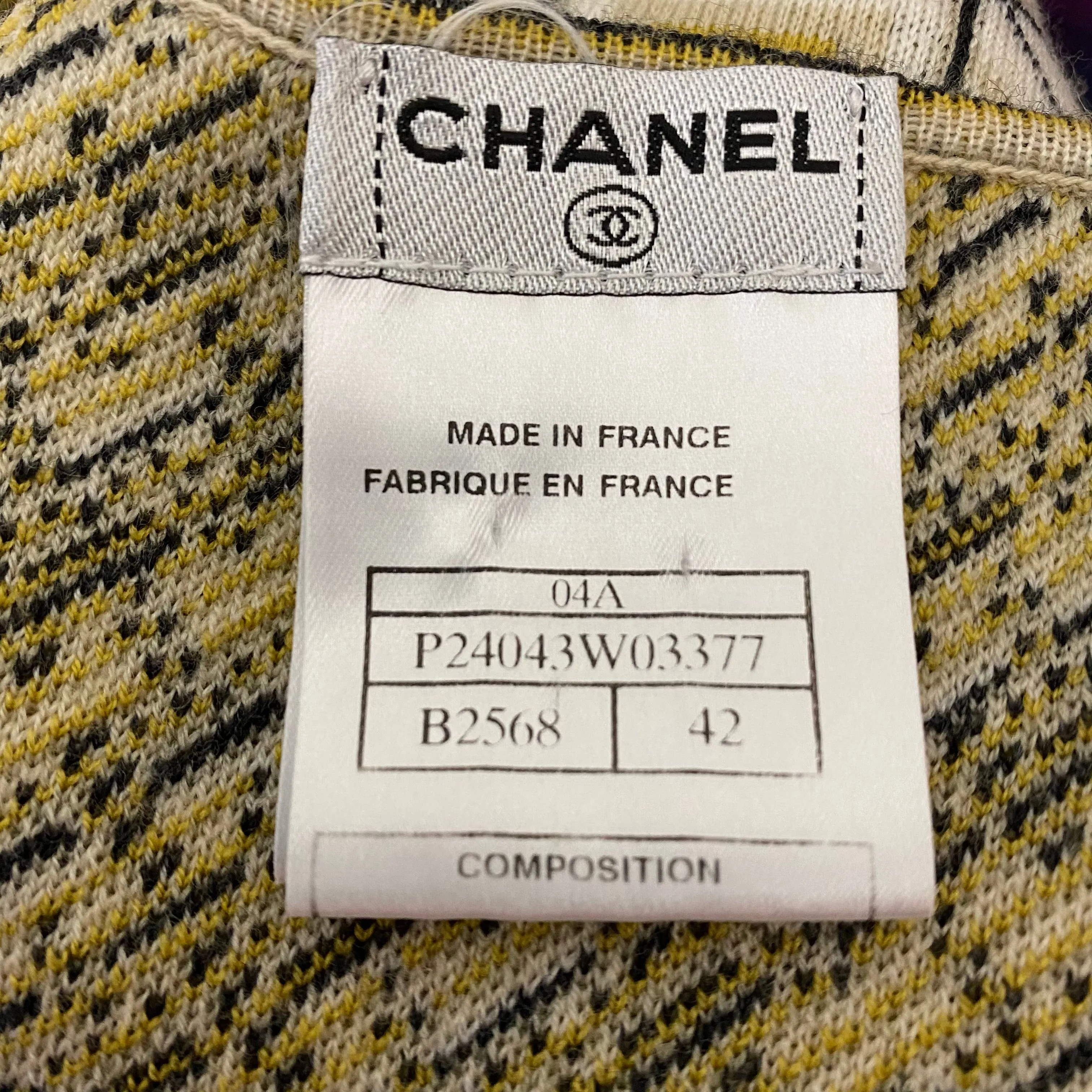 Chanel 04A Fall 2004 Geometric Print Knit 2PC Set Sweater Skirt Size 42 | 10