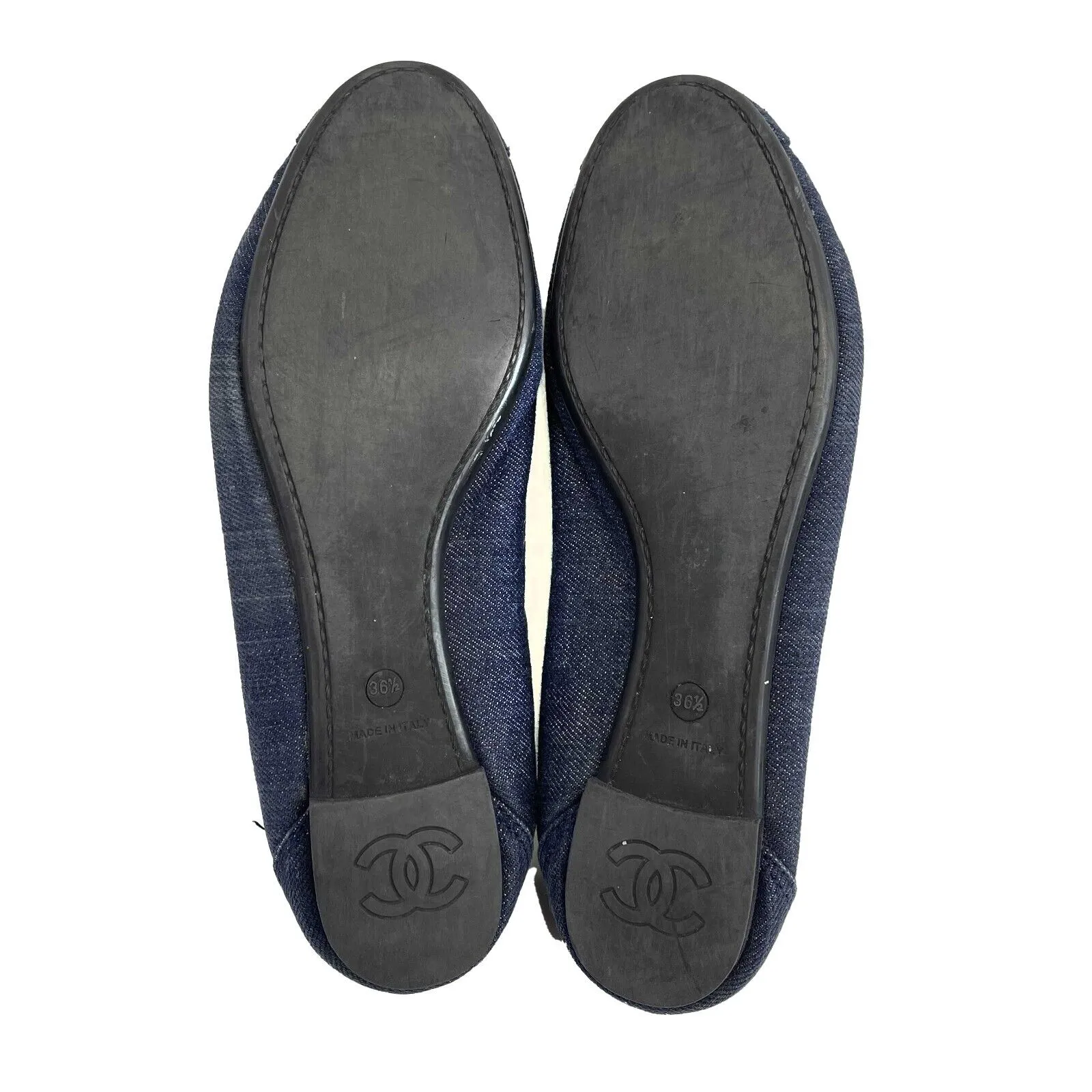 CHANEL Denim Ballet Flats Blue 36.5 Shoes US 6.5