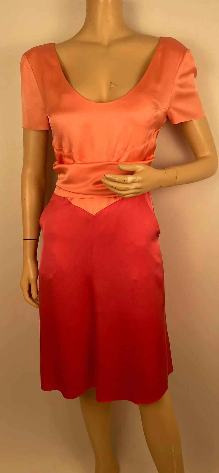 Chanel Vintage 01A 2001 Fall Peach/Pink Silk Dress FR 40 US 6/8