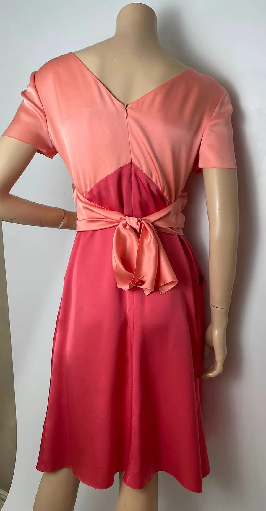 Chanel Vintage 01A 2001 Fall Peach/Pink Silk Dress FR 40 US 6/8