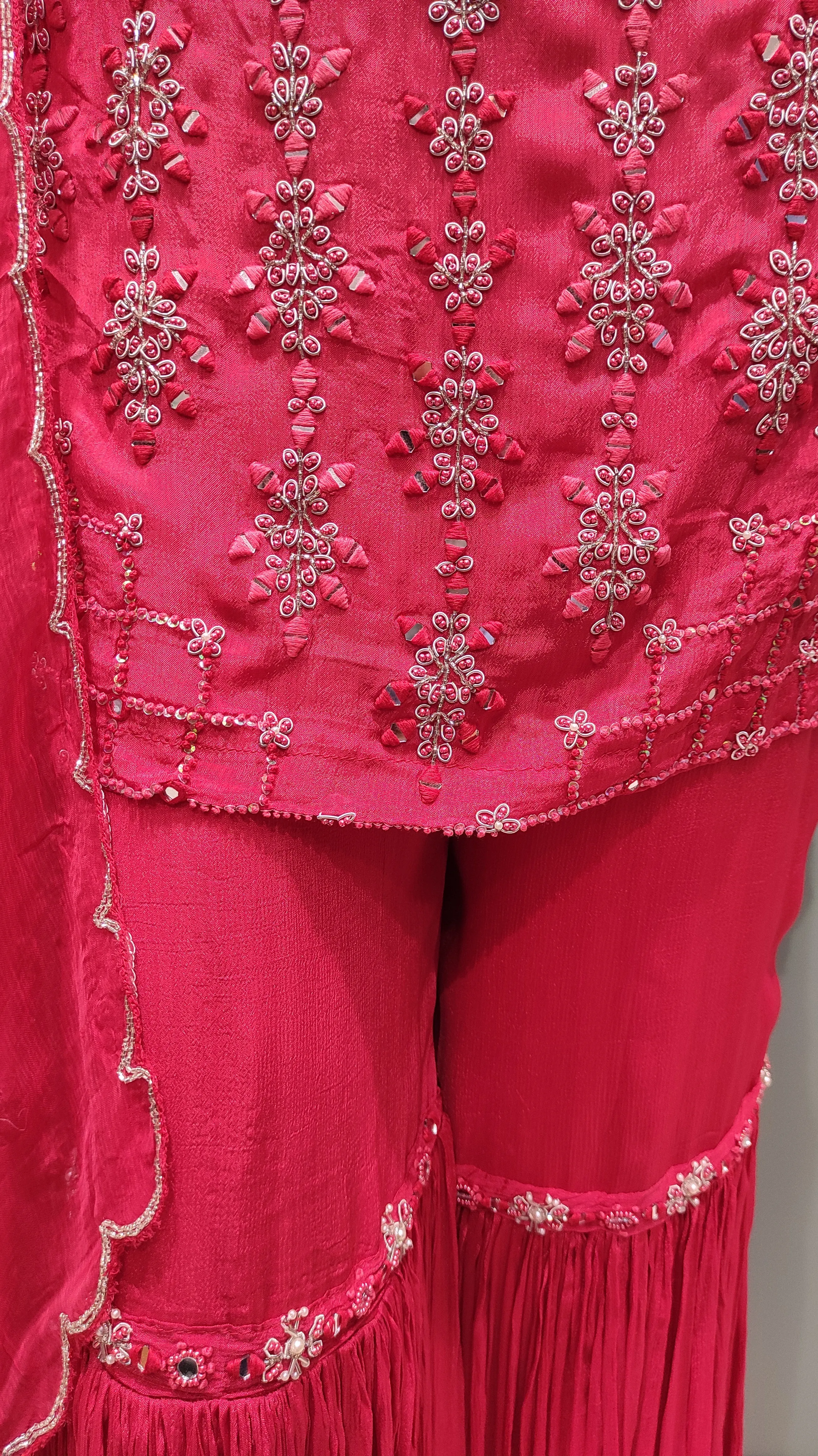 Chinon Gharara Suit with Pearls Work