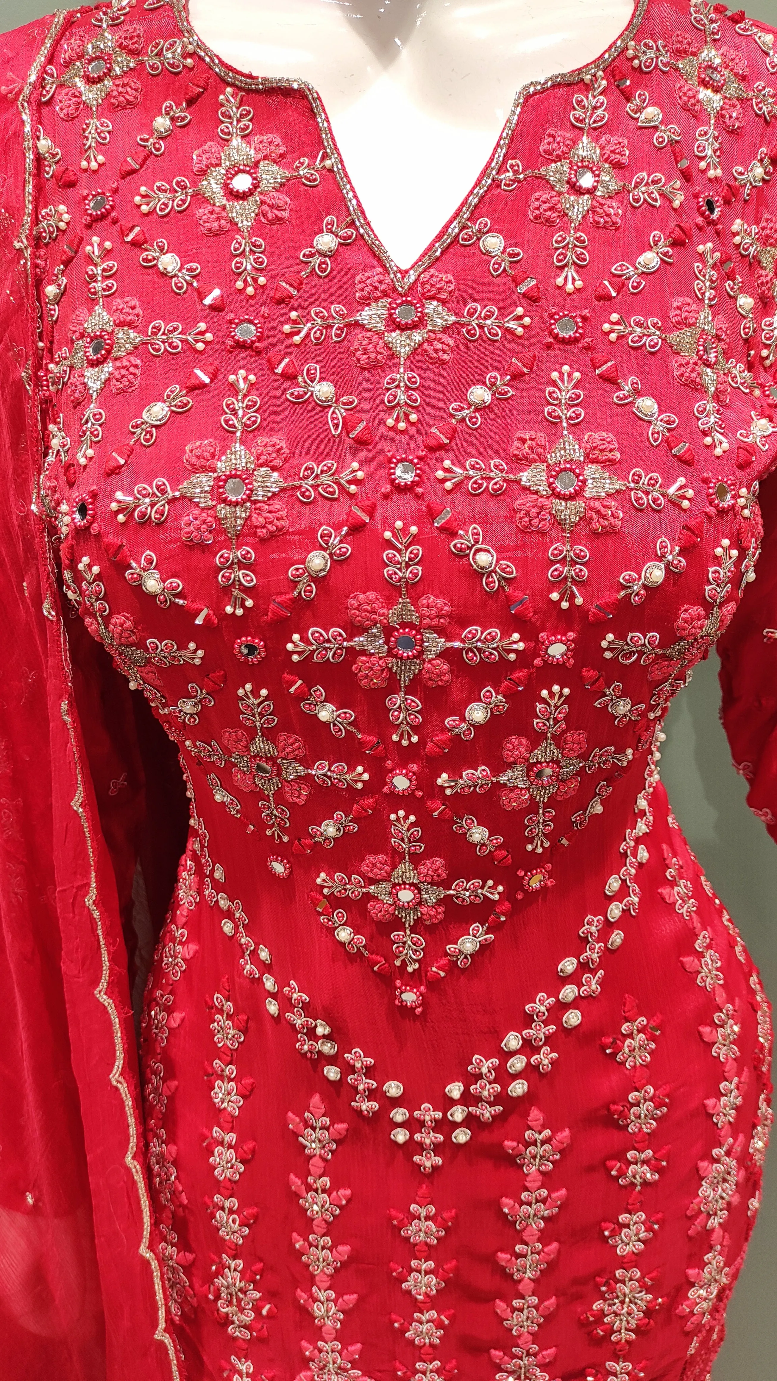 Chinon Gharara Suit with Pearls Work