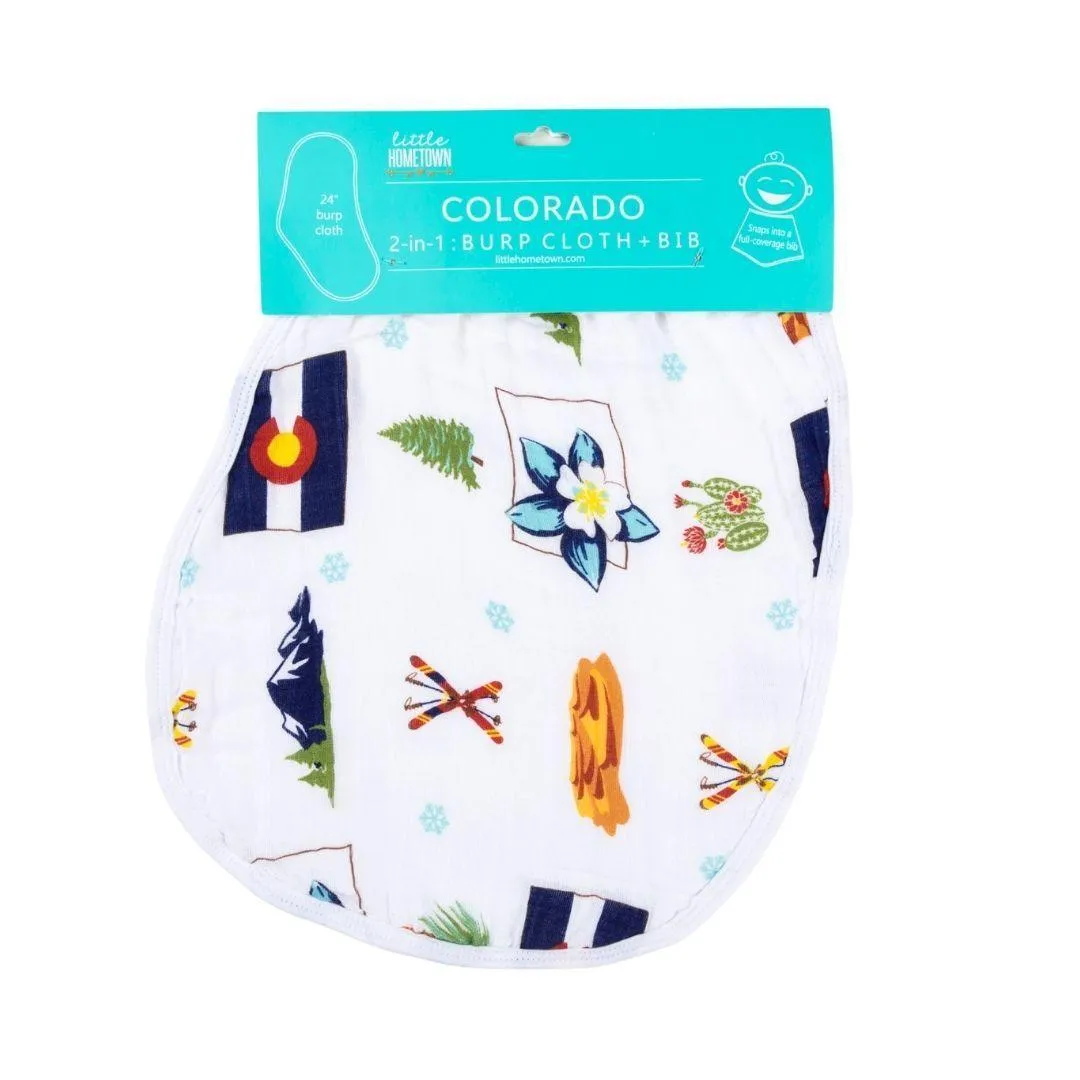 Colorado Baby 2-in-1 Combo Baby Burp Cloth and Wraparound Snappable Bib