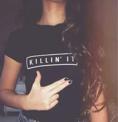 Cute Killing It Printed Tee Shirt Womens