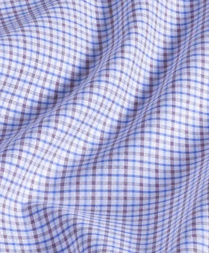 David Donahue Lilac/Blue Dobby Check Dress Shirt