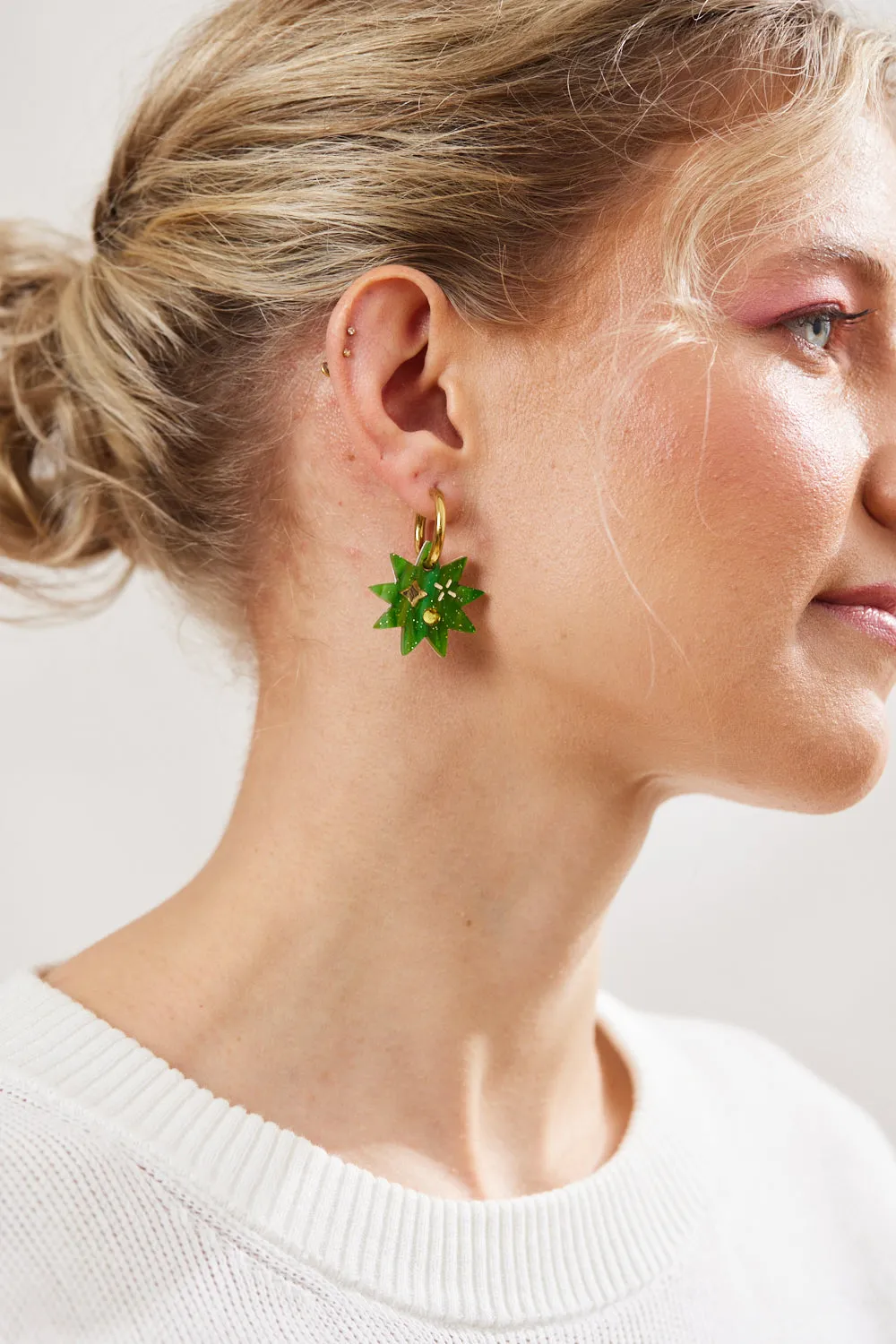 Day Star Earrings - Moss