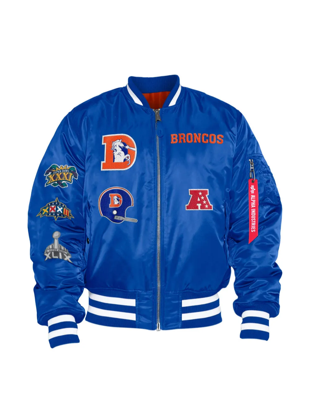 DENVER BRONCOS X ALPHA X NEW ERA MA-1 BOMBER JACKET (HISTORIC LOGO)