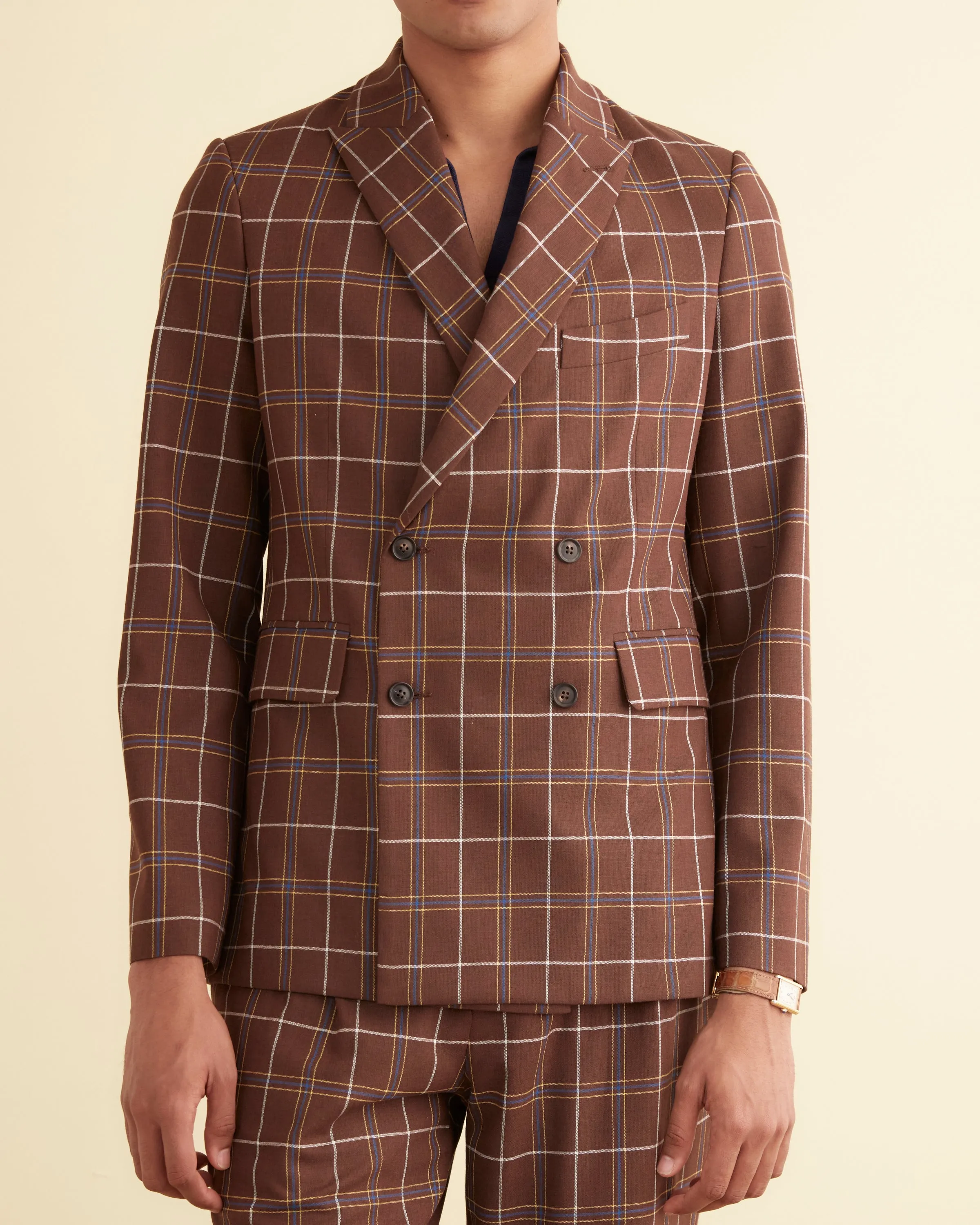 Dunham Plaid Double-Breasted Suit Jacket