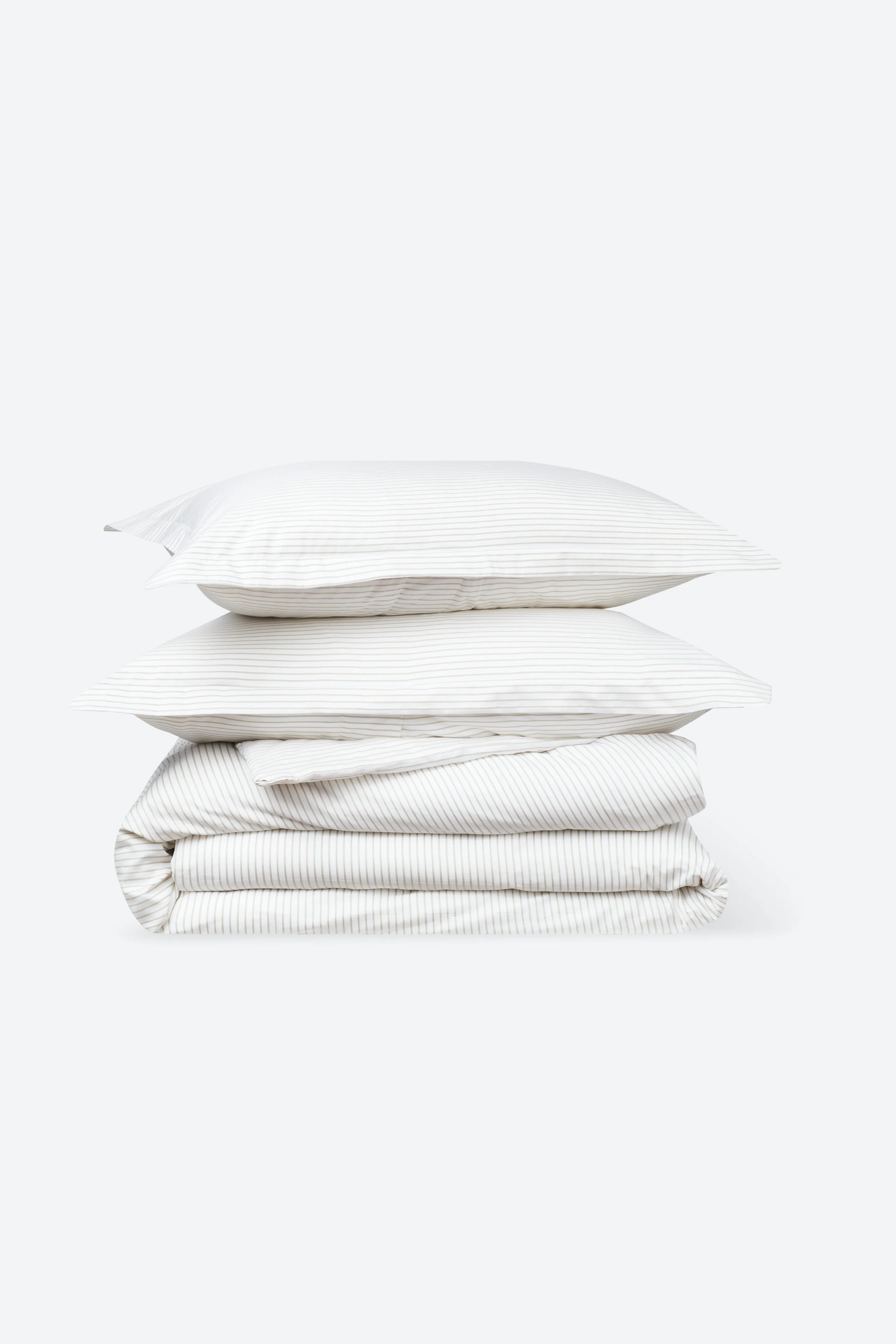 Duvet Cover and Sham Set in Cashmere/White Microstripe