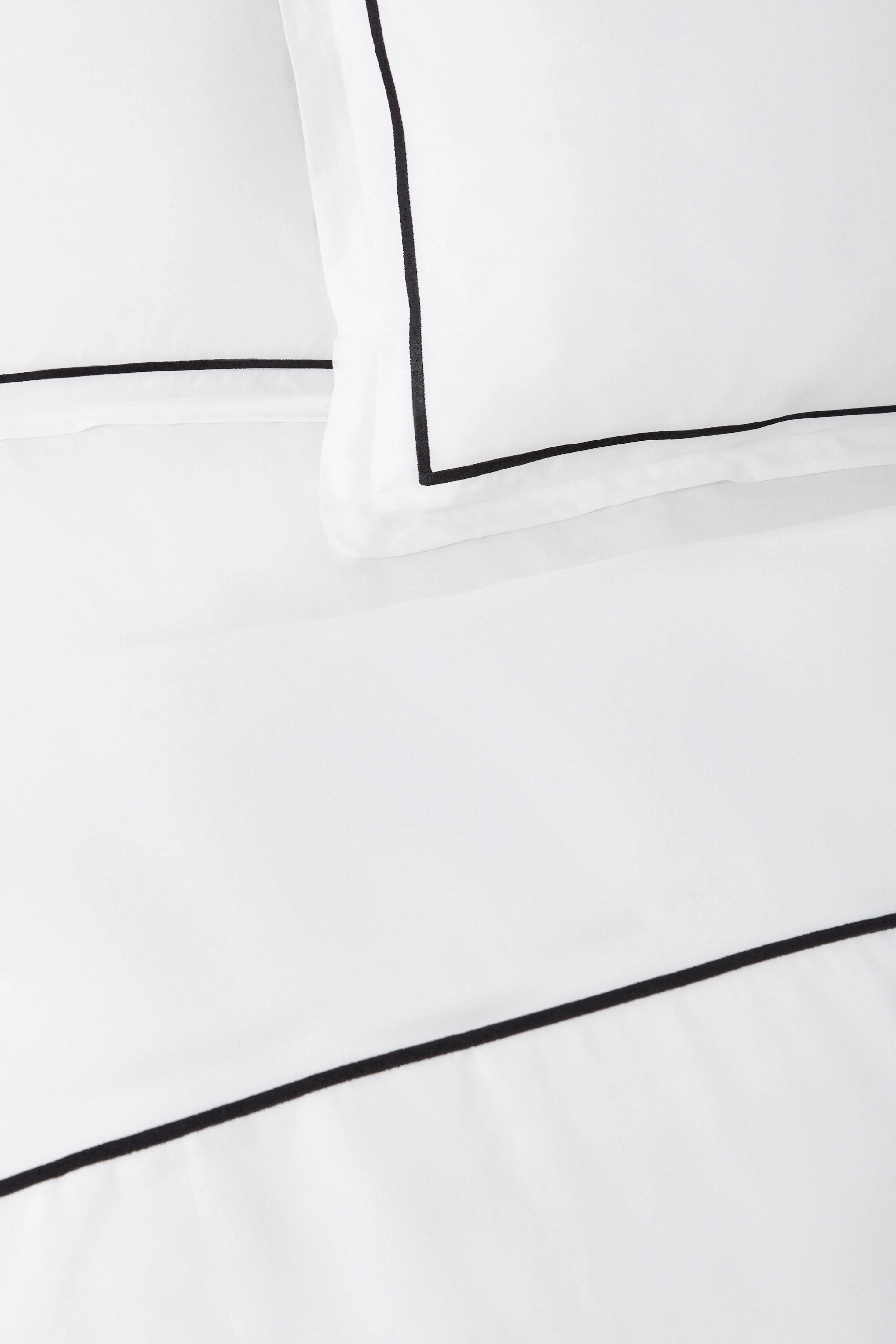 Duvet Cover and Sham Set in White/Black Embroidery