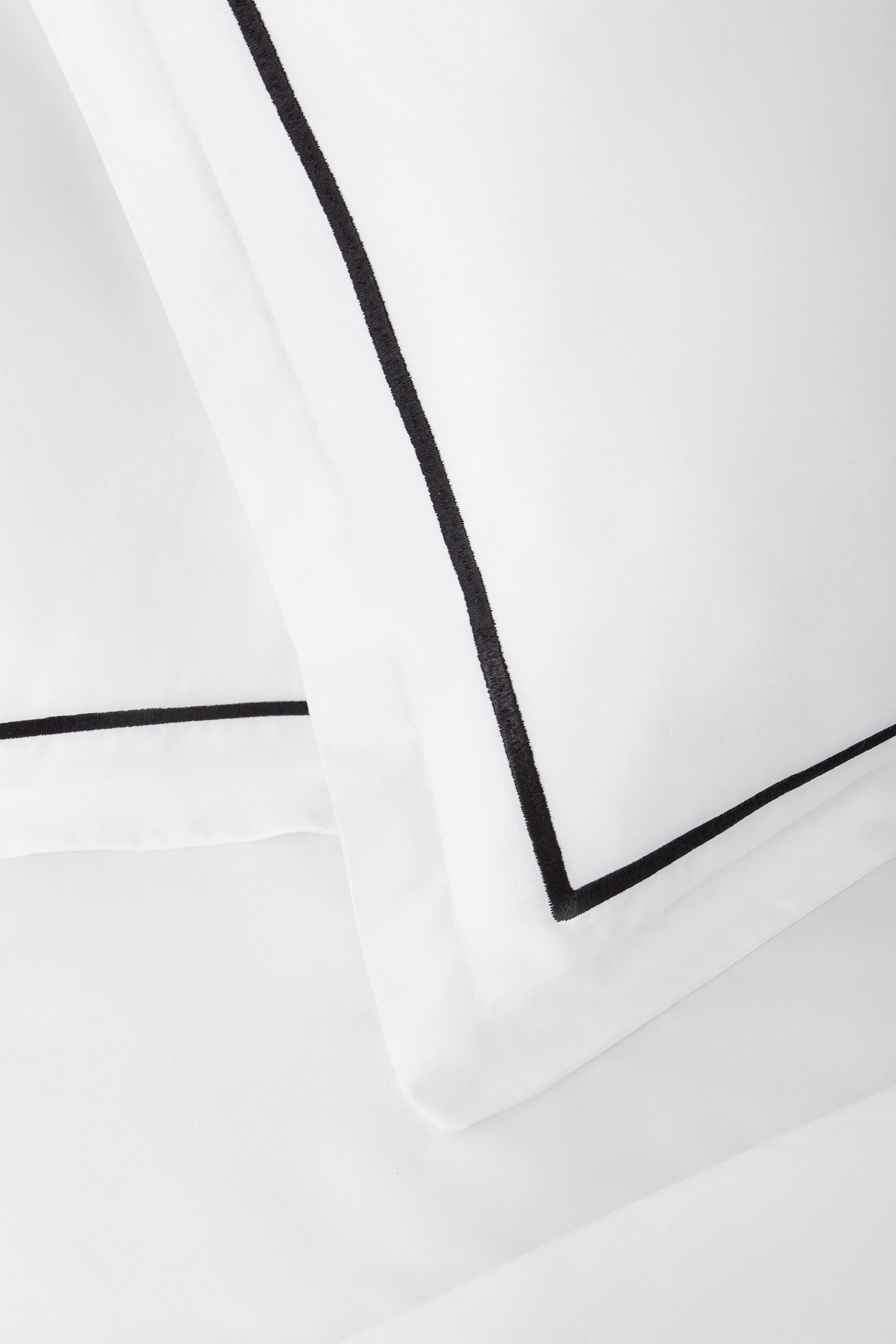 Duvet Cover and Sham Set in White/Black Embroidery