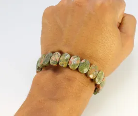 Faceted Unakite Bracelet - Elastic & Double Reinforced for emotional and spiritual rebalancing