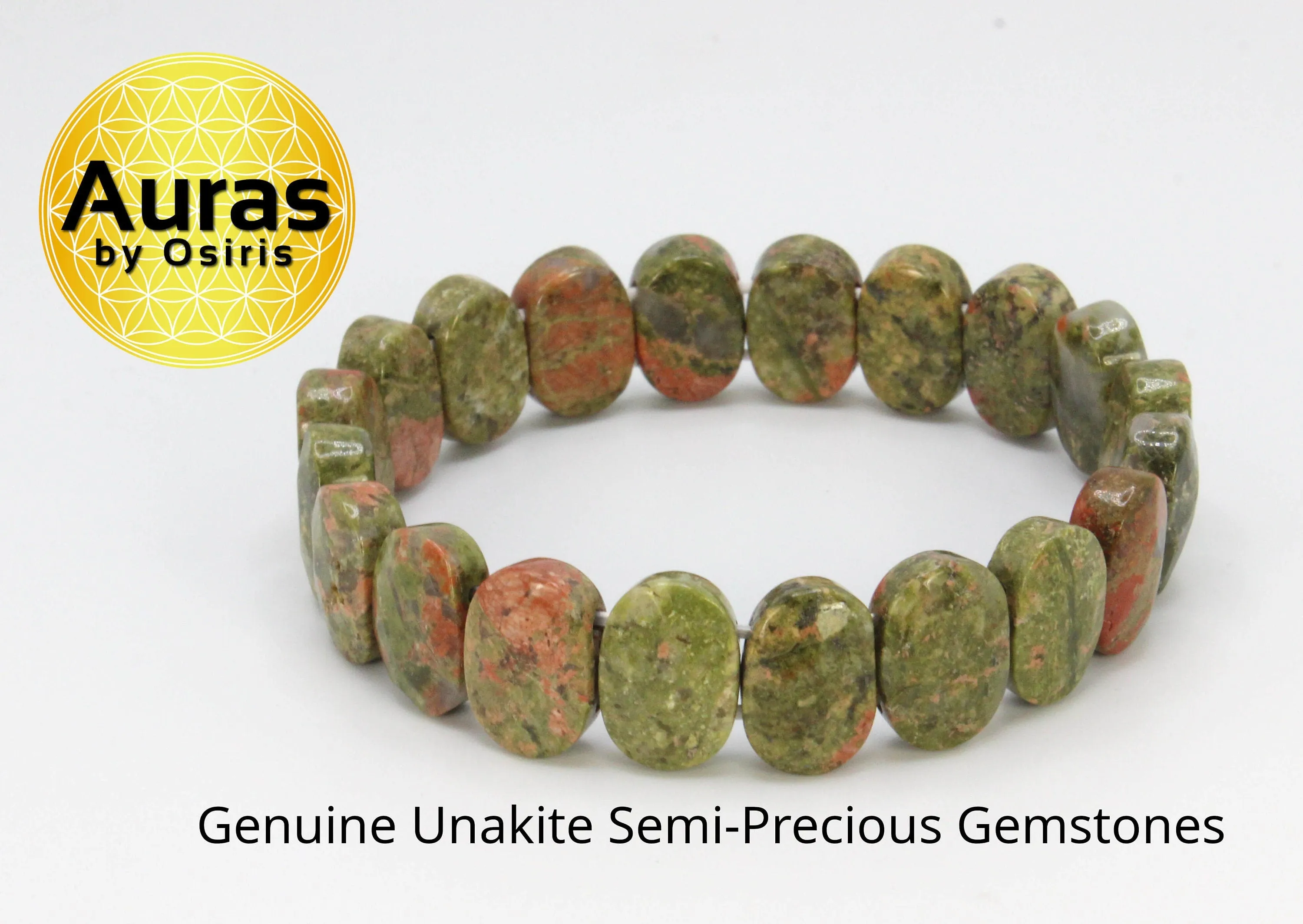 Faceted Unakite Bracelet - Elastic & Double Reinforced for emotional and spiritual rebalancing