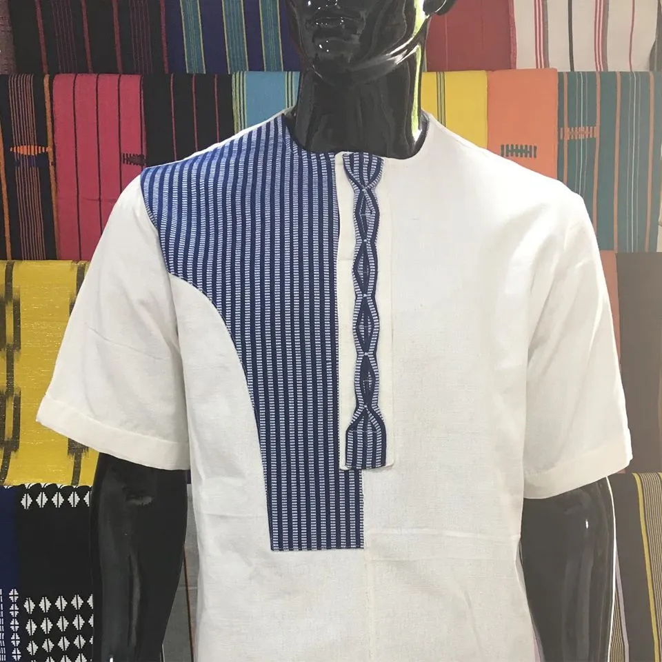 Faso Dan Fani, Black and Blue Stripes (with matching neck scarf)