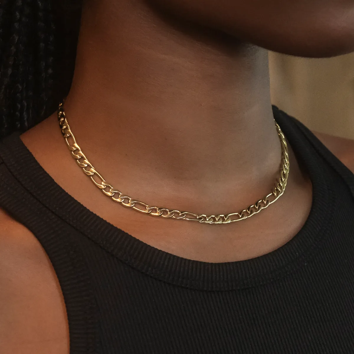 Figaro Necklace in Yellow Gold- 6mm