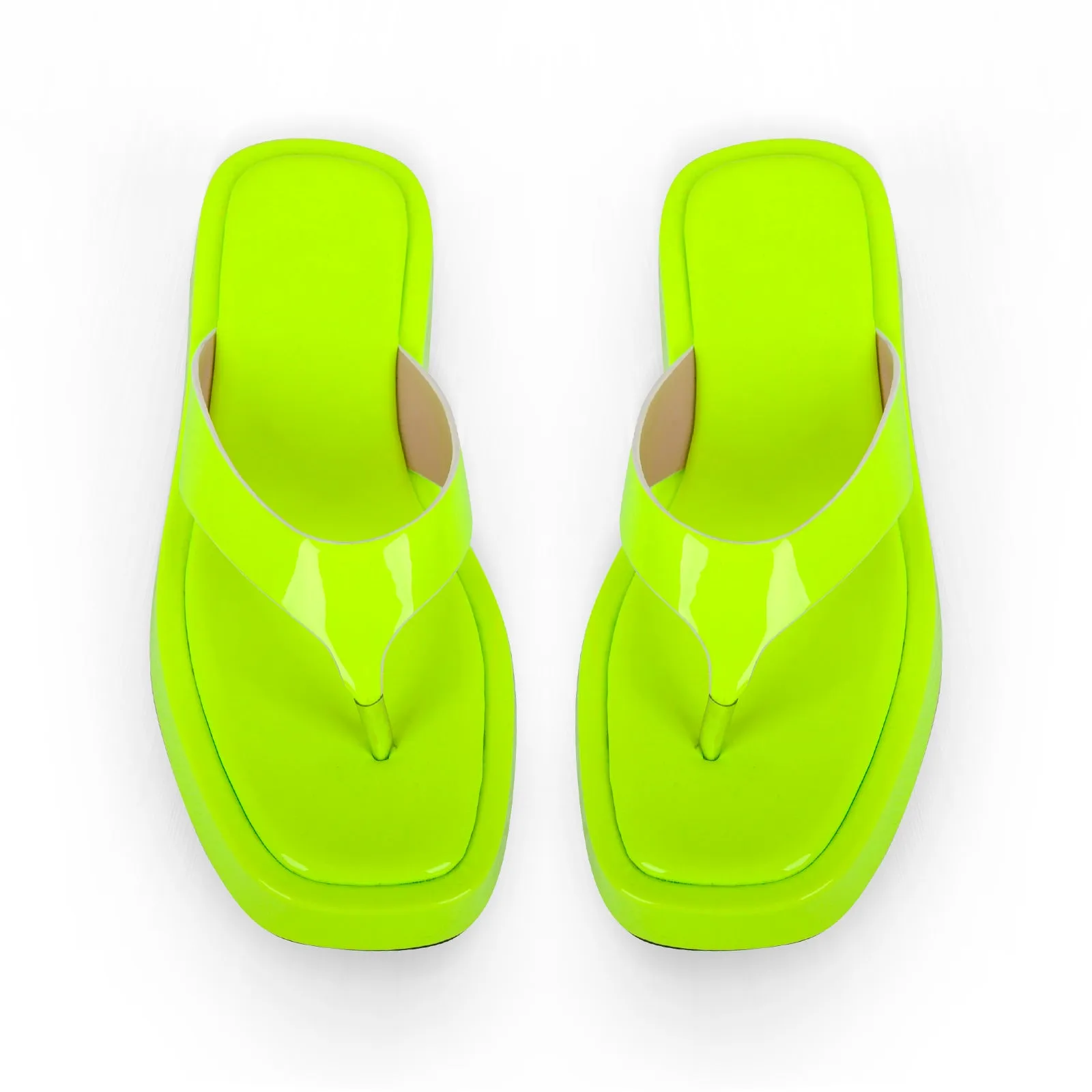 Fluorescent Green Flip Flop Slippers