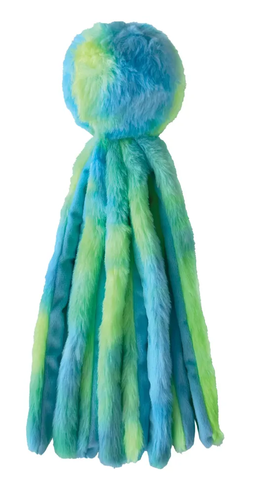 FouFouBrands Fuzzy Wuzzy Octopus Plush Dog Toy - Blue & Green