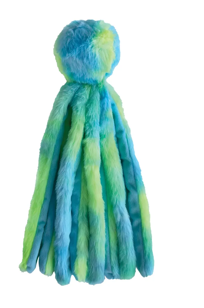 FouFouBrands Fuzzy Wuzzy Octopus Plush Dog Toy - Blue & Green