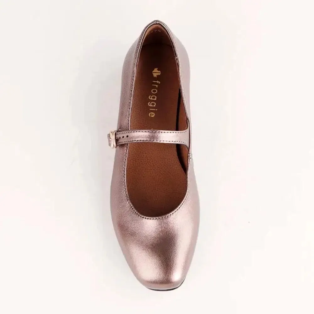 Froggie Karen Leather Pump with Buckle Strap - Rose Gold