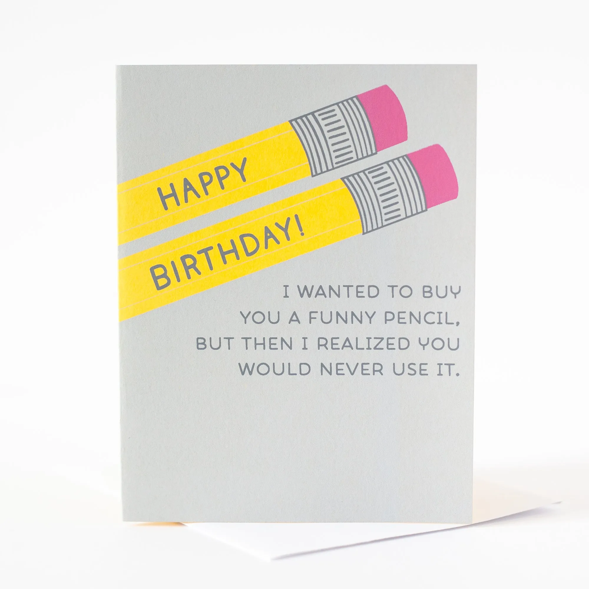 funny birthday card for stationery lovers, funny pencil set card, card for paper person