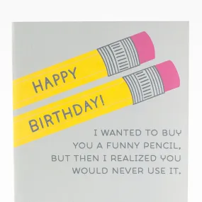 funny birthday card for stationery lovers, funny pencil set card, card for paper person