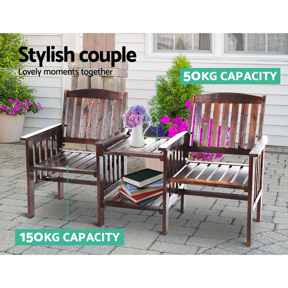 Gardeon Garden Bench Chair Table Loveseat Wooden Outdoor Furniture Patio Park Charcoal