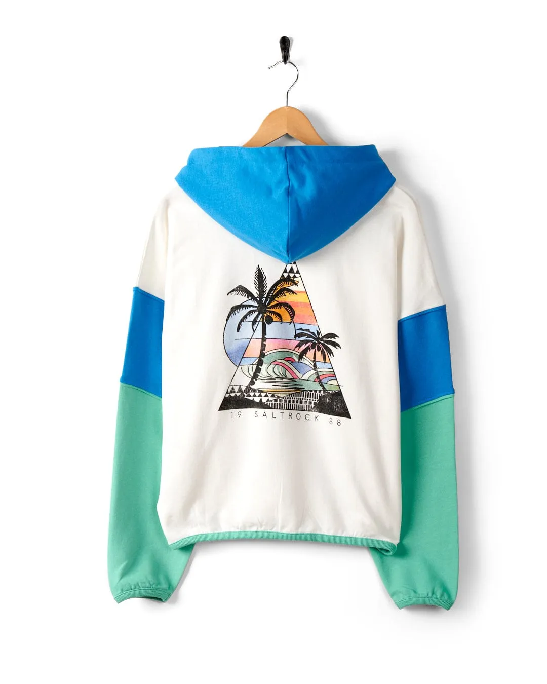 Geo Beach - Womens Pop Hoodie - White