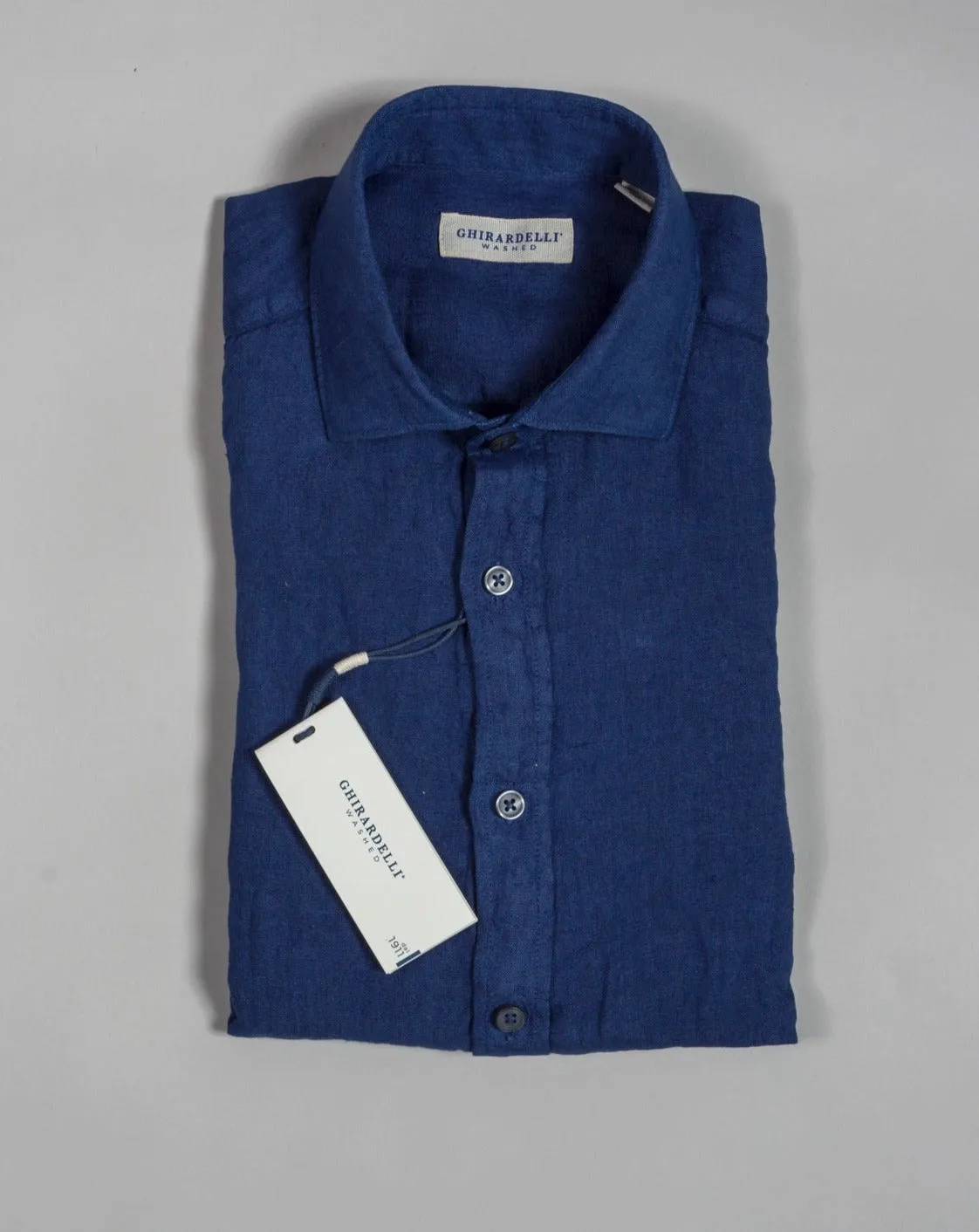 Ghirardelli Washed Linen Shirt / Blue