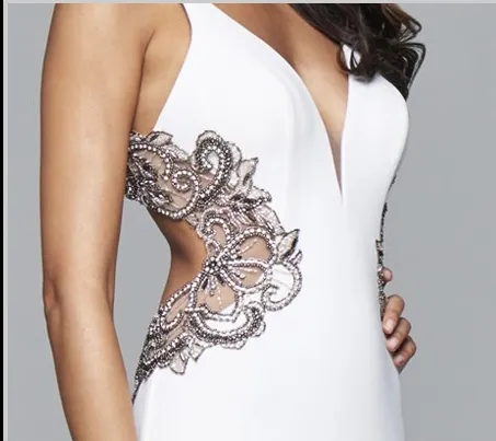 Glamorous White Embellished Beaded Dress