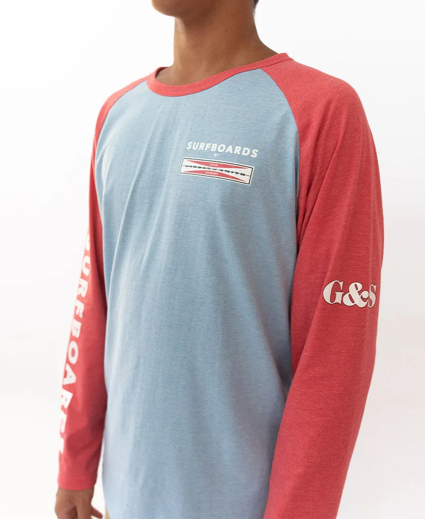 GS LS Corp Raglan Tee | Sea Blue Marle