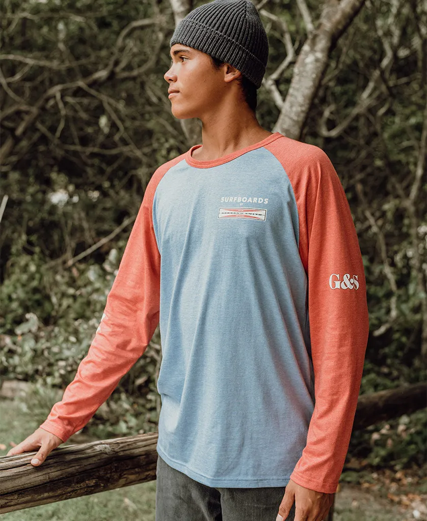 GS LS Corp Raglan Tee | Sea Blue Marle