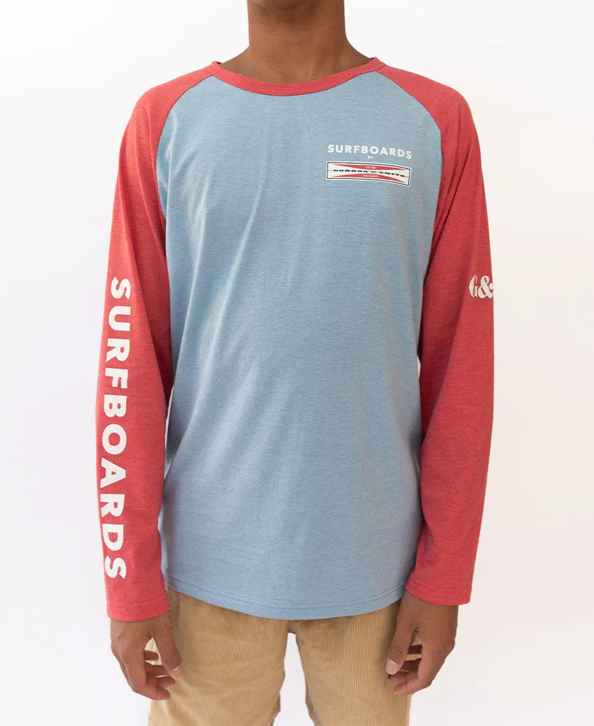 GS LS Corp Raglan Tee | Sea Blue Marle